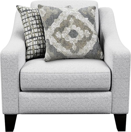 Furniture of America Synter Transitional Polyester 40.5-inch Chair with Sloped Track Arms Loose Back Pillows Reversible Seats for Living Room Off-White