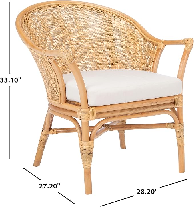 Safavieh Home Collection Dustin Rattan Cushion Accent Chair Natural/White