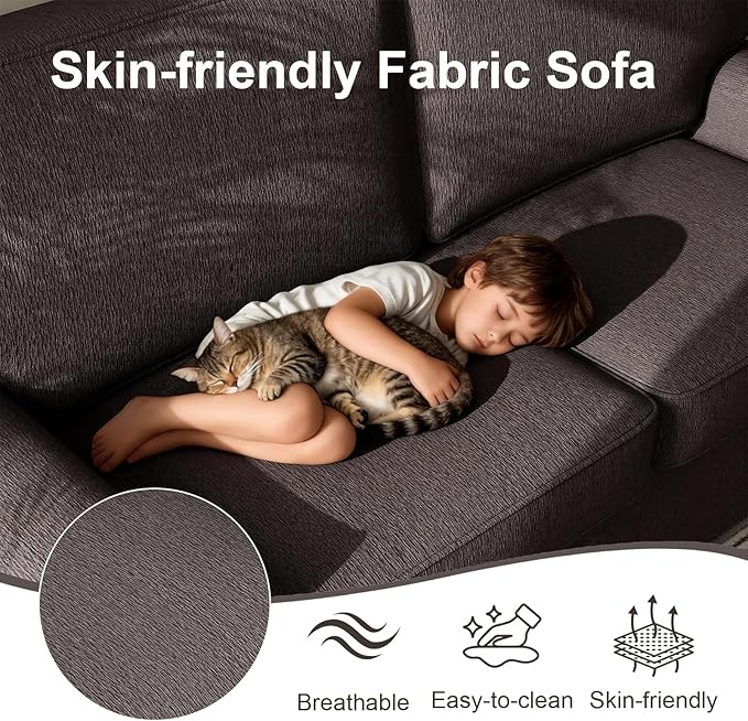 69.6 Modern Loveseat Sofa with Chenille Fabric - Deep Seat 2-Seater Couch Spring Cushion &amp Sturdy Metal Frame Cozy Small Sofa for Living Room Bedroom Office Apartment (Gray) | Loveseat Sofa