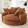 JUSTONE Oversized Round Chaise Lounge Chair 59.8-inch Modern Upholstered Chenille Cloud Chair Deep Seat Circle Floor Sofa for Living Room Bedroom Apartment Orange