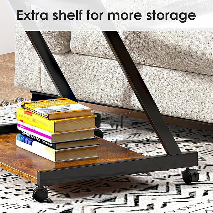 sogesfurniture Retro Computer Desk Small Mobile Workstation with Keyboard Tray Printer Shelf &amp Storage 23.6x18.9x28.7 inches Engineered Wood for Home and Office