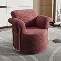 Swivel Accent Chair 360° Bouclé Barrel Chair with Sturdy Metal Frame Red Round Accent Chair with Deep Seat &amp Thick Armrests Soft Reading Lounge Chair for Bedroom Living Room Office