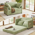 51 Loveseat Sleeper Sofa Bed Chenille Convertible Floor Sofa Bed for Small Spaces Folding Couch Bed with Deep Seat 2 Pillows &amp Solid Frame Pull Out Couch for Living Room Light Green