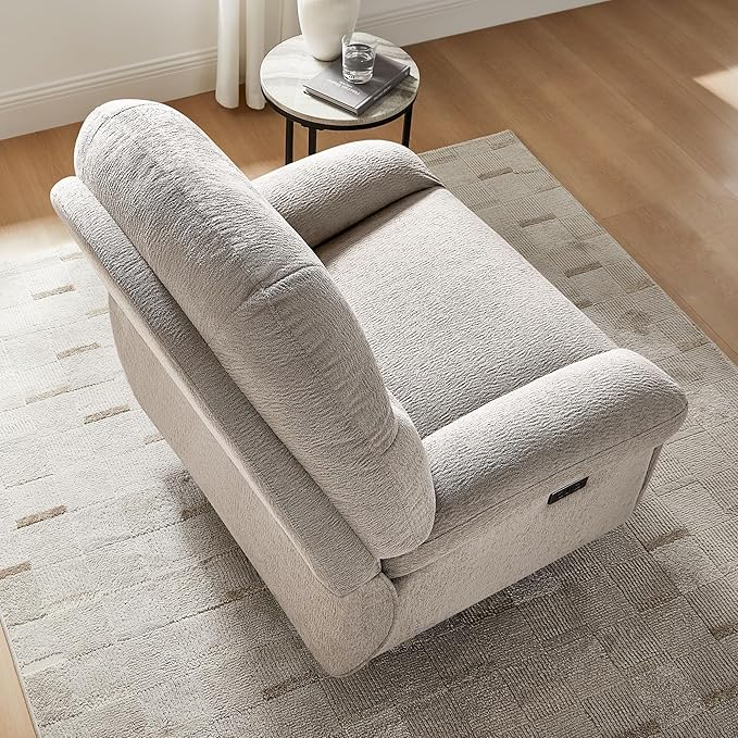 VANOMi Power Recliner Chair with USB &amp Type-C Charging 270° Swivel Glider Rocker Electric Nursery Recliner for Living Room Bedroom and Office Camel