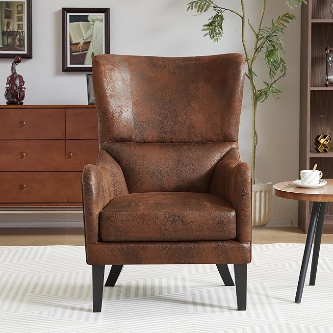 2 Piece Mid-Century Modern Accent Chairs 27 Wide Wingback Club Chair Set of 2 with Nailhead Trim Fabric Reading Living Room Side ChairSingle Armchair Sofa