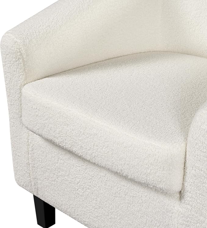 Topeakmart Sherpa Accent Chair with Ottoman Set Boucle Club Chair with Footrest Modern Cozy Recliner for Living Room/Bedroom Ivory