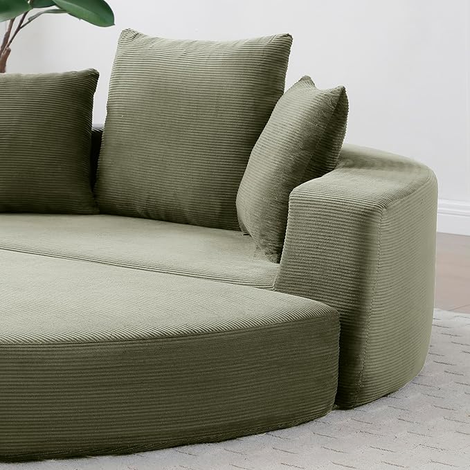 67 Round Convertible Folding Sofa Bed Boneless Couch Loveseat Floor Sleeper Chaise Lounge for Living Room Apartment Dorm Small Spaces Green