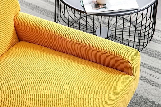 Accent Chair - Modern Industrial Slant Armchair with Metal Frame - Premium High Density Soft Single Chair for Living Room Bedroom