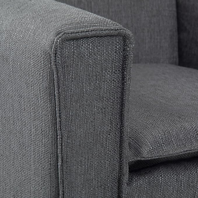 SIMPLIHOME Warren 28 inch Wide Mid Century Modern Accent Chair in Slate Grey Woven Fabric for the living and family room
