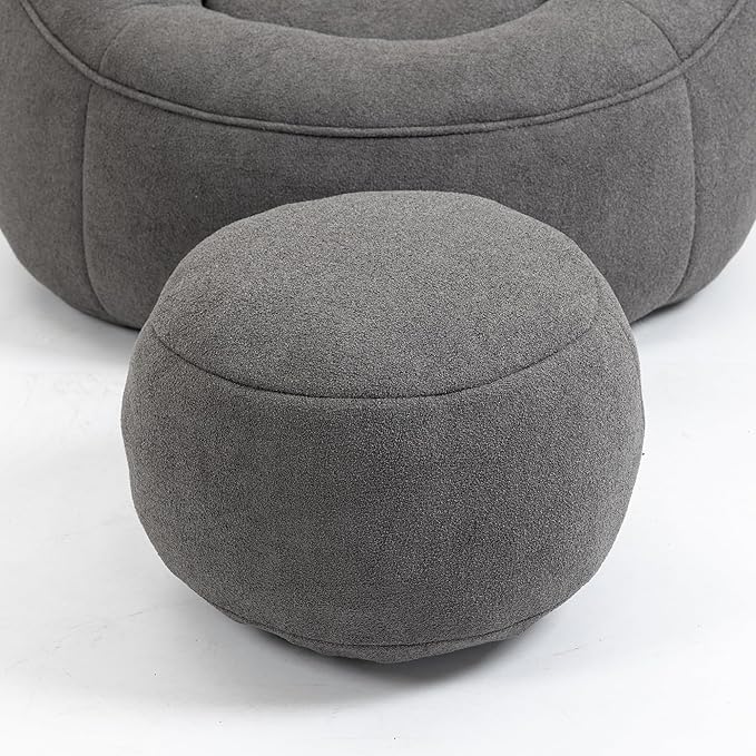 Small Bean Bag Chairs for Adults Single Sofa Chair with Ottoman Footrest Bean Bag Couch for Teens with Foam Filler Included Comfy Soft Lazy Sofa for Small Space/Living Room/Bedroom/Study