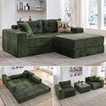 TYBOATLE Modular Cloud Sofa Loveseat with Ottoman Modern Corduroy Boneless Sectional Foam Couch with Deep Seats Convertible Sleeper Sofa Bed for Living Room No Assembly (Forest Green 2 Seat)