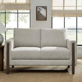 Modway Hawken 54 Inch Boucle Loveseat in Parchment Espresso with Wood Legs – Mid-Century Modern Small Space 2-Seater Sofa for Living Room Bedroom or Office Lounge