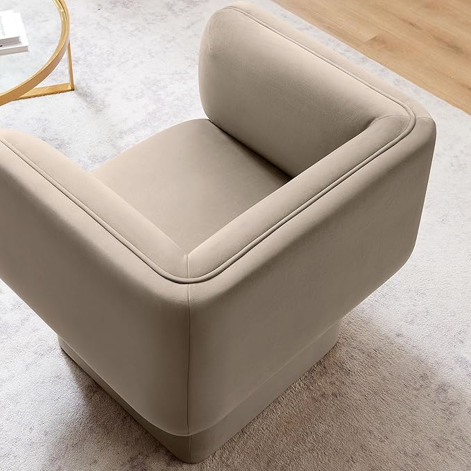 Modway Tate Performance Velvet Accent Chair in Taupe - Upholstered Club Chair - Modern Barrel Armchair - Comfy Reading Leisure Chair for Living Room Bedroom Office