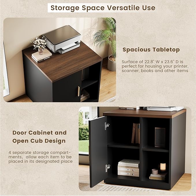 Computer Desk with Hutch and File Cabinet 72.8 Home Office Desk Set Under Desk Storage Cabinet All-in-One Study Writing Desk with Power Outlet 1.18 Desktop Privacy Panel Black Walnut