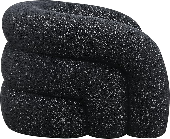 Furniture of America Araina Modern Boucle 37.4-inch Swivel Chair with 360-degree Swivel Base Sculptural Pillow-Like Silhouette for Living Room Office Black