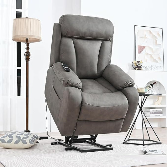 Electric Power Lift Recliner Chair for Elderly Fabric Recliner Chair for Seniors Home Theater SeatingLiving Room ChairSide Pocket Remote ControlDark Gray