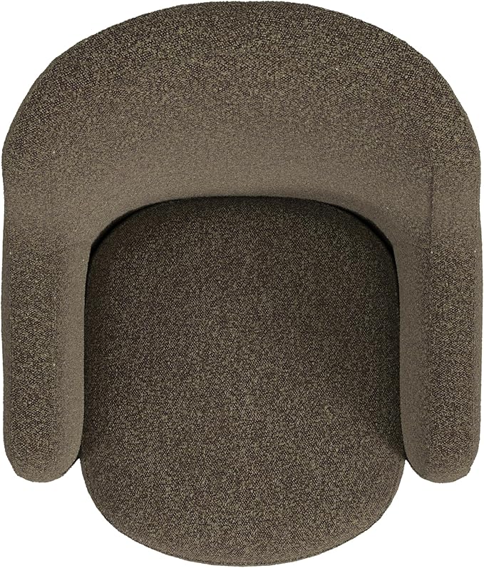 Homepop Home Décor Upholstered 360° Barrel Back Swivel Chair | Accent Chairs for Living Room &amp Bedroom | Decorative Home Furniture Dark Brown Boucle