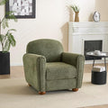 Christopher Knight Home Peysz Modern Accent Chair Boucle Upholstered Armchair with Rounded Wooden Legs Comfortable Single Sofa Soft Cushion Seating Lounge Chair Indoor Olive Green