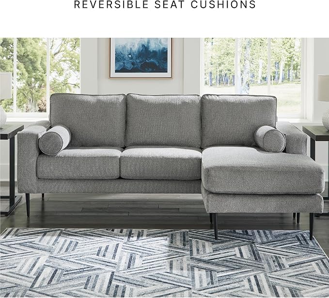 Signature Design by Ashley Hazela Contemporary Sectional Sofa Couch with Chaise Lounge Gray