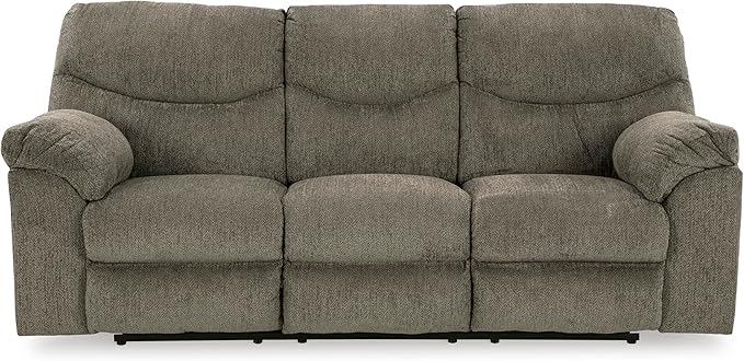 Signature Design by Ashley Alphons Transitional Tufted Reclining Sofa Light Gray