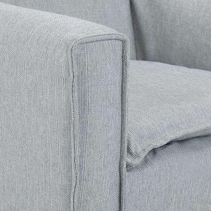 SIMPLIHOME Warren 28 inch Wide Mid Century Modern Accent Chair in Woven Fabric in Cool Grey with Removable Slip Cover Metal Hairpin Legs Simple Assembly Just Attach Legs