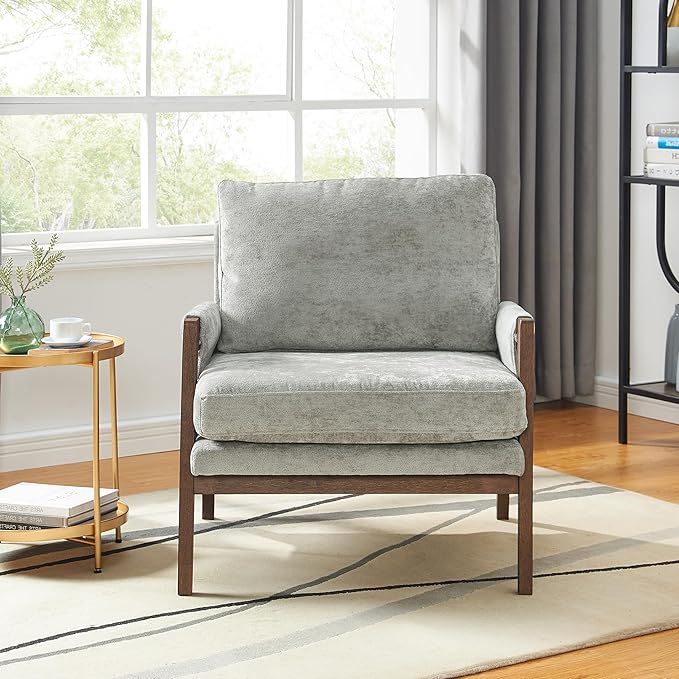 Roundhill Furniture Kelly Mid-Century Modern Accent Armchair Gray