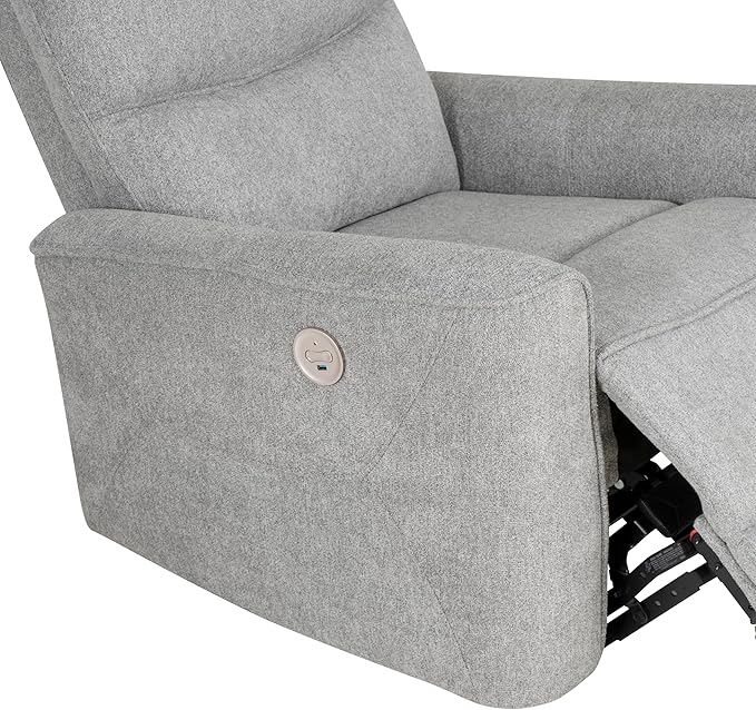 Powell Kylee Grey Upholstered Power Reclining Chair with Charging Port