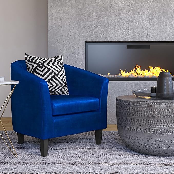 SIMPLIHOME Austin 30 inch Wide Tub Chair Tub Chair in Blue Velvet Fabric