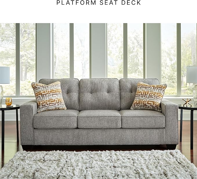 Signature Design by Ashley Fanciful Classic Sofa with Tufted Cushion and Removable Cushion Light Gray