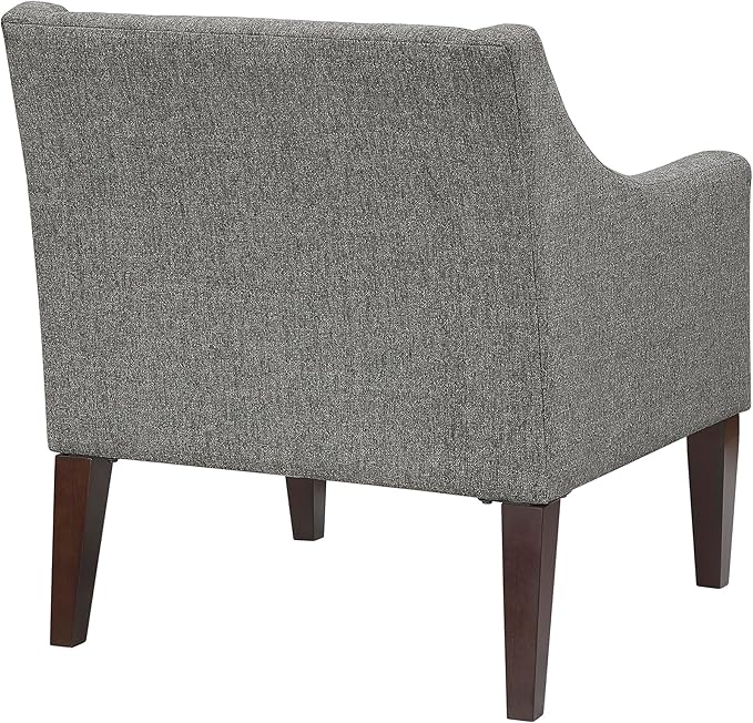 Lexicon Living Room Accent Chair Textured Fabric Upholstered Arm Chair with Button Tufted Back Sloped Arms and Wooden Legs Dark Gray