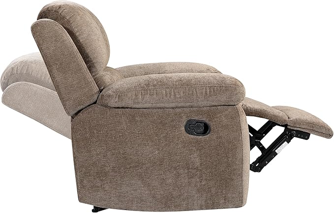 Betsy Furniture Modern Fabric Recliner Sofa Set Couch Loveseat w/Console Recliner 8093 (Khaki Chair)