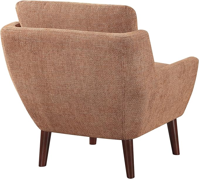 Lexicon Modern Wingback Accent Chair Chenille Fabric Upholstered Lounge Reading Arm Chair Solid Wood Legs for Living Room Bedroom Supportive Padded Pocket Coil Seat Easy Assembly Orange