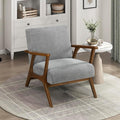 Lexicon Mid-Century Modern Accent Chair Woven Chenille Fabric Lounge Chair Chestnut Solid Wood Frame Wide Arm Rest and Cushioned Comfort for Living Room/Office/Bedroom/Reading Nook Gray