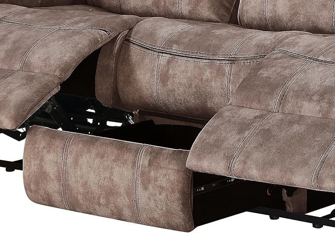 Acme Zubaida Velvet Motion Reclining Sofa with USB Dock in 2-Tone Chocolate