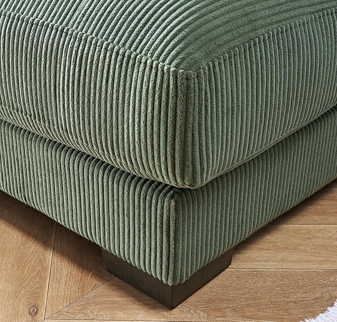Luxe Upholstered Chaise Lounge Sofa in Soft Corduroy Fabric with Removable Cushions Oversized Chair for Relaxing in Living Room or Bedroom 55.1 Wide Green