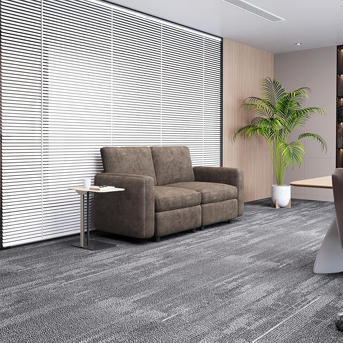 Modern Brown Modular Sofa with Deep Seating Soft Cushions Sectional Couch Available in Loveseat or Multi-Seat Options Minimalist Design for Office Living Room or Bedroom (Loveseat)