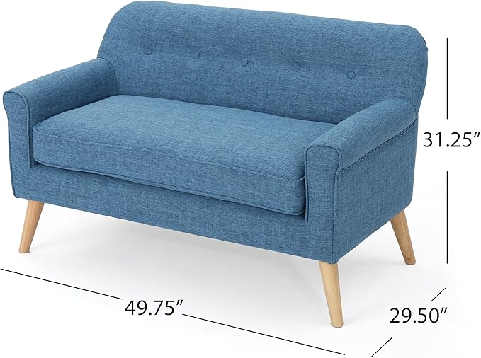 Christopher Knight Home Mariah Mid-Century Modern Loveseat Muted Blue
