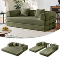 5-in-1 Convertible Sofa Bed | 79 Modular Sleeper with High-Resilience Foam &amp Fixed Frame No Assembly | Corduroy Fabric Ideal for Small Spaces Studio (Light Green)