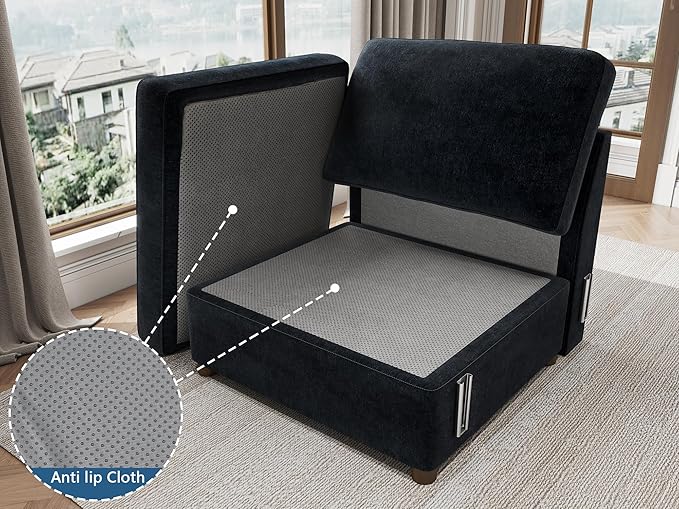 EASE MOOSE Middle Module Seat Chenille for Modular SofaRight Armless Chair Accessory