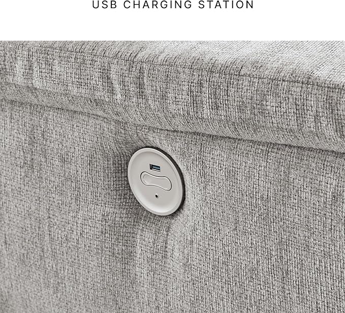 Signature Design by Ashley Barnsana Minimalist Power Reclining Sofa with USB Charging Ports Light Gray
