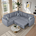 Sleeper Sofa Couch with Pull Out Bed L Shaped Couch Bed with Storage Sectional Sleep Couches Convertible Sleeper Sofa Beds W/Reversible Chaise&ampBack Cushion for Living Room Grey