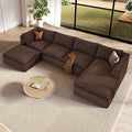 Vesgantti 141.7 U Shaped Boneless Sectional Couch Modern 6 Seater Modular Sofa with Chaise &amp Ottoman Deep Seat Corduroy Cloud Couches for Living Room No Assembly Required Dark Brown
