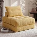 Folding Sofa Bed Fold Out Chair Bed with Pillow Convertible Sleeper Chair for Living Room/Small Spaces Foldable Lazy Sofa Bed Floor Chair Comfy Teddy Velvet Couch Bed Yellow