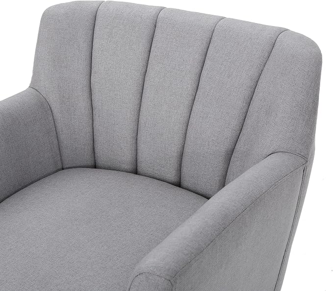 Mid-Century Accent Chairs Modern Upholstered Living Room Chair Cozy Armchair with Wood Legs for Bedroom/Office/Cafe/Living Room (Light Grey + Linen)