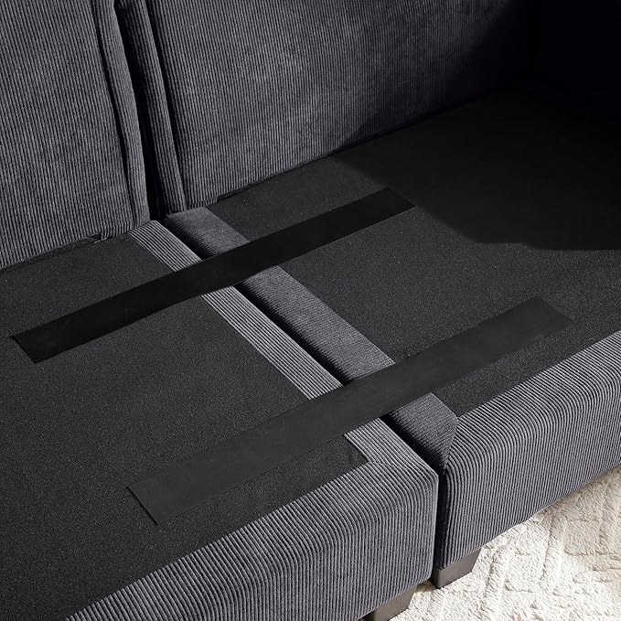 120.3 Modular Sectional SofaL-Shaped Oversized Couch for Living RoomComfy Cloud Couch Set with Drop Down Table360-degree Swivel TrayCup HoldersUSB ChargerGray