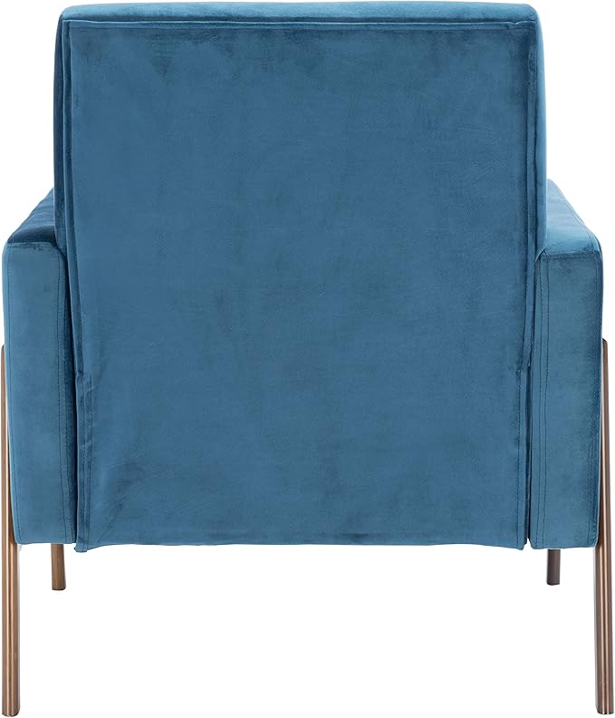 SAFAVIEH Home Collection Roald Velvet Sofa Accent Club Chair ACH6209A Prussian Blue/Antique Coffee