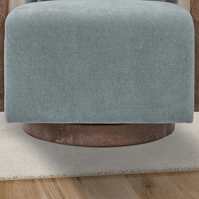 30.5 W Swivel Modern Fabric Upholstered Accent Chair with Solid Wood Armrests Comfy Lounge Reading Chair Side Armchair for Hotel Bedroom Living Room Office Nursery Room (Pale Green Linen)