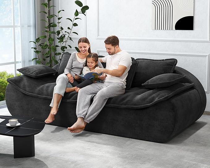 Hobestluk Sofa Couches 3-Seater Modular Sectional Sofa 89''Comfy Loveseat with Throw Deep Seat Small Sofa for Small Space Memory Foam Sectional Couches for Living Room Office Apartment