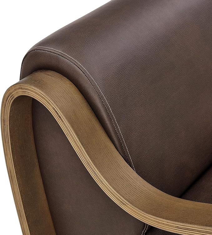Modway Atrium Vegan Leather Upholstered Lounge Chair in Espresso with Sculptural Bentwood Arms – Mid-Century Modern Accent Armchair for Living Room or Bedroom