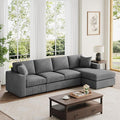 VANOMi 119 L-Shaped Sectional Sofa with Reversible Chaise Modern Corduroy Couch with Deep Seats 4-Seater Upholstered Sofa for Living Room or Apartment Dark Grey
